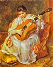 Pierre Auguste Renoir Wall Art - A Woman Playing the Guitar